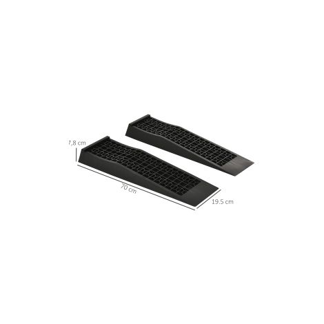 Rampes de seuil noires en caoutchouc lot de 2 70 x 20 x 8 cm avec surface antidérapante pour voitures fauteuils roulants et garages (1/5)
