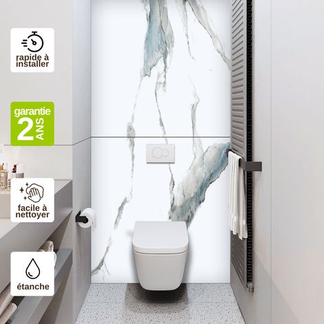 Panneau d'Habillage WC suspendu - 120x120 cm - Ép. 4mm - Effet Marbre Bleu - CALACATTA BLUE KOBERTIN