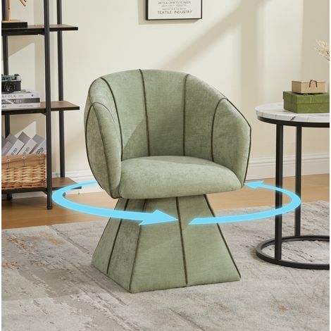 Sillón giratorio 56x54x74.5 cm oliva en chenilla con respaldo alto ergonómico (1/5)