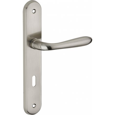 THIRARD - Ensemble de poignées pour porte de chambre Athena trou de clé, carré 7mm, entr'axes 195mm, nickelé brossé - THIRARD