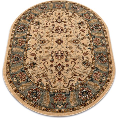 Wollteppich OMEGA Oval ORDA Blumen Jasmin 2 grün green 170x235 cm