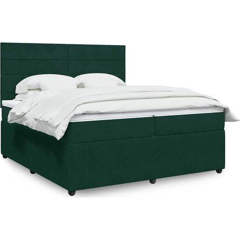 vidaXL Sommier à lattes de lit et matelas Vert foncé 200x200cm Velours (1/5)