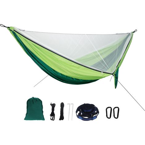 Hamac d'extérieur avec moustiquaire, capacité de charge de 300 kg, installation facile, hamac portable pour le camping et les pique-niques en plein air. (1/5)
