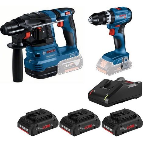 1CF KIT Tassellatore GBH 18V-22 + Trapano GSB 18V-45 + Set ricarica