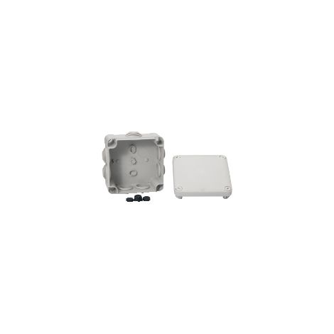 Caja IP55 CUADRADA 105x105 mm con 7 conos y protección contra polvo y agua.