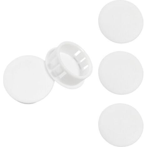 20 Pièces 12mm Bouchons en Plastique Rond, Cache Trou Meuble, Blanc, Bouchon de Trou de Percage pour Verrouillage Trou Meubles