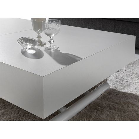Table basse relevable et extensible blanche Alexandra 120-153-186 et 220cm (1/5)