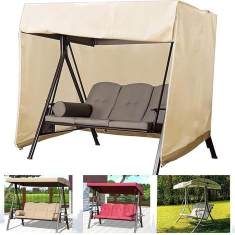 LaBlanc - 2-Sitzer-Gartenschaukel-Abdeckung, Outdoor-Schaukel-Abdeckung, Oxford-Gewebe, wasserdicht, UV-Schutz, Schaukel-Schutzhülle (Beige) - 160 x 120 x 170 cm