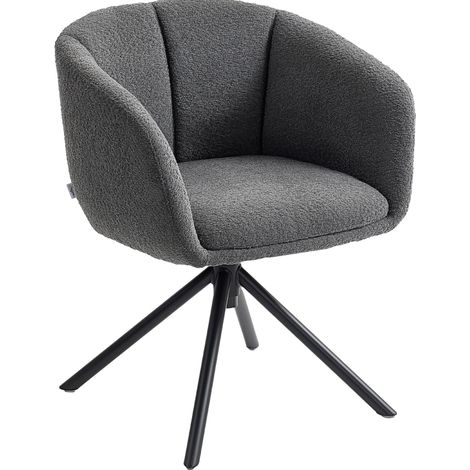 Sillón giratorio tapizado en tejido efecto lino gris oscuro, 120 kg (1/5)