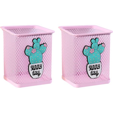 Decoración de escritorio para niñas, caja de almacenamiento de oficina con estampados llamativos, fácil de usar y de limpiar, portalápices con estampado de unicornio/flamenco, adecuada para el hogar y