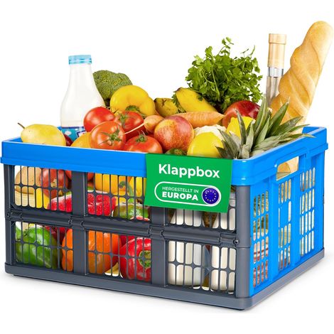 Caisse pliable Novaliv 45 l Bleue - Caisse panier pliable avec poignées de transport pratiques - Boîte de rangement polyvalente