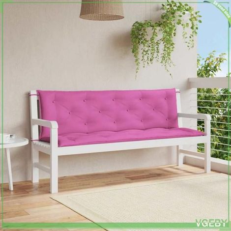 361714 Coussins de banc de jardin lot de 2 rose 150x50x7 cm tissu (1/5)
