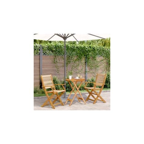 Ensemble de bistro 3 pcs beige polypropylène et bois massif (1/5)