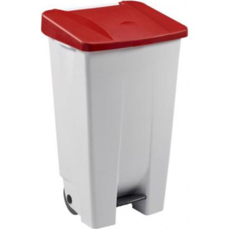 Poubelle mobile à pédale Mobily - 120l - rouge / blanc (1/3)