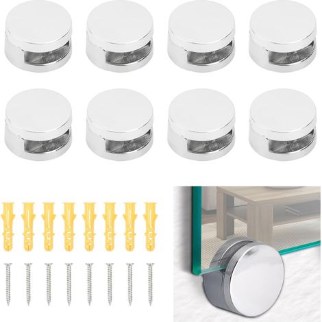 8 Pièces Miroir Clips en Alliage de Zinc, Support Mural pour Miroir et Verre de 3-7mm D'épaisseur, avec 8 Vis en Acier Inoxydable et 8 Chevilles (1/5)