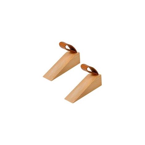 Cale Porte Sol, 2 Pièces Hêtre Cale Porte avec Coussinet en Silicone Antidérapant, Bloc Porte avec Poignée en Cuir, Convient aux Espaces de Porte de 5 à 30 MM (1/5)