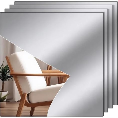 Adesivi a specchio, decalcomanie decorative in acrilico, design che ingrandisce lo spazio, angolo retto - 4 pezzi, piccoli 15 cm x 15 cm (1/2)