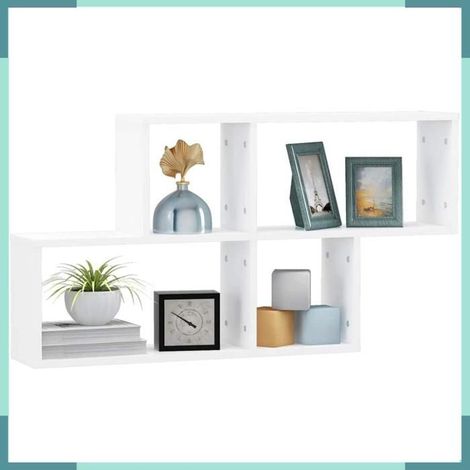 Étagère murale - 807160 - Blanc - 100 x 18 x 53 cm - Bois d’ingénierie, 40 kg (1/4)