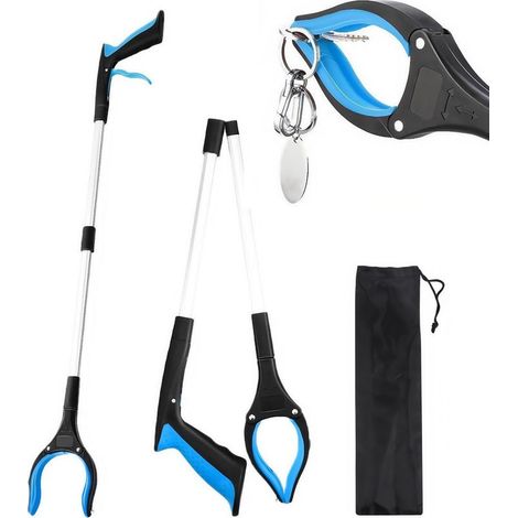 Teleskopgreifer mit Magnethaken, Objektgreifer, Abfallsammler, Gartenabfallsammelgerät, 360° klappbarer und drehbarer Kopf, leicht und praktisch, blau (1/5)