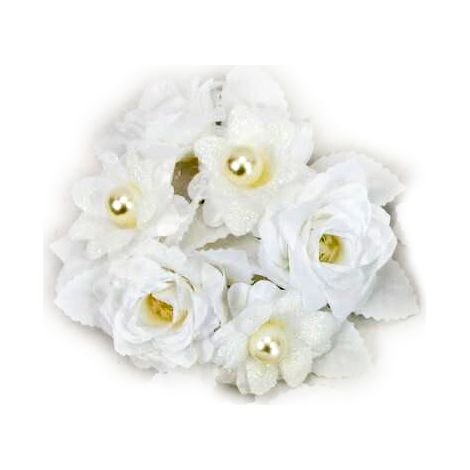 Bougie décorative Fleurs blanches 14 cm