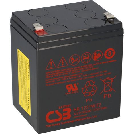 CSB HR1221W High-Rate AGM Bleiakku 12V 5Ah 21 W/Zelle bei 15 Min. T2 / Faston 6,3 mm (1/5)