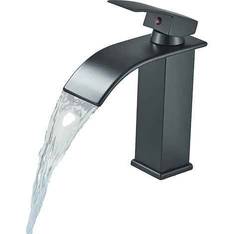 Grifo monomando de lavabo tipo cascada, negro mate A (1/2)
