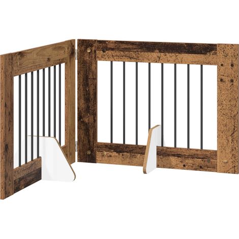 Foldable Dog Gate with Stands 2 pcs Old Wood 160.5 cm vidaXL