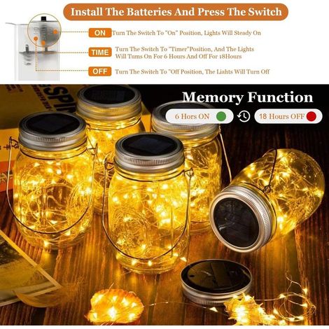 5-teilige Lichterkette für Zuhause (mit Timer), 3 Meter lang, 30 LEDs, batteriebetrieben, warmweiße Lichterkette für drinnen und draußen, für Feiertage, Hochzeiten, Partys und Weihnachten (1/5)