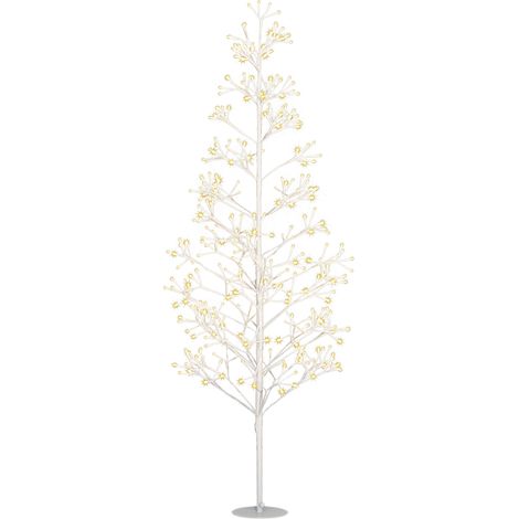 Künstlicher Weihnachtsbaum mit 384 weißen LED-Lichtern und biegsamen Zweigen, aus PP und Stahl, Ø 20 x 180 cm, Weiß (1/5)