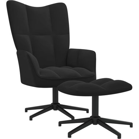 Chaise de relaxation avec repose-pied Noir Velours 3 (1/5)