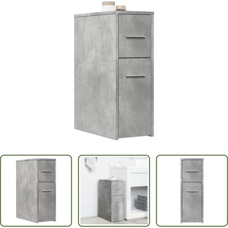 vidaXL Armoire avec roulettes - Armoire de salle de bain étroite avec roulettes gris béton (1/5)