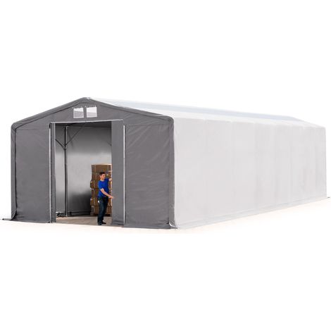8x16m hangar TOOLPORT, PRIMEtex PVC 2300 N, , H. 4m avec porte coulissante et fenêtres dans le toit (1/5)