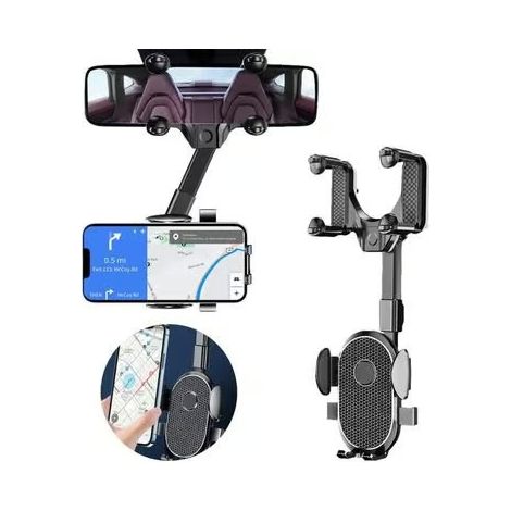 Support de téléphone pour rétroviseur de voiture - Flexible à 360° - Multifonctionnel - Rotatif (1/5)