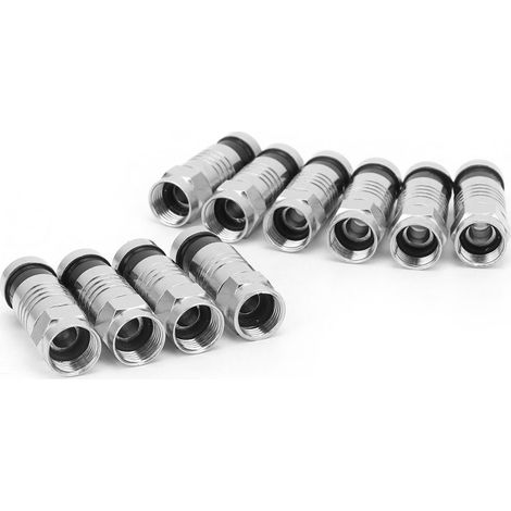 10 pièces RG6 UK Connecteur F comprimé Câble F Adaptateur d'antenne Vidéo Satellite (F-007)