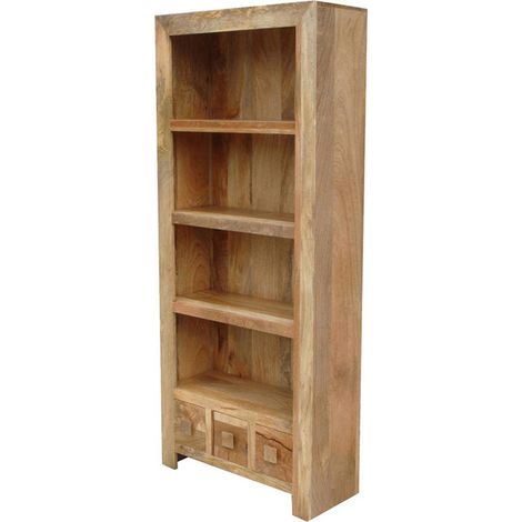 Dakota Large Bookcase - Mango Wood - L30 x W75 x H175 cm - Light Finish