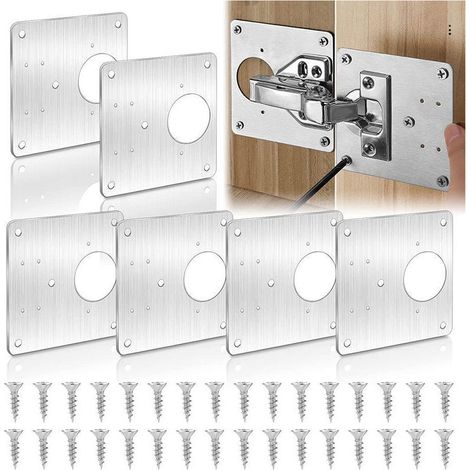Kit di riparazione cerniere in acciaio inox da 6 pezzi per ripiani di mobili in legno