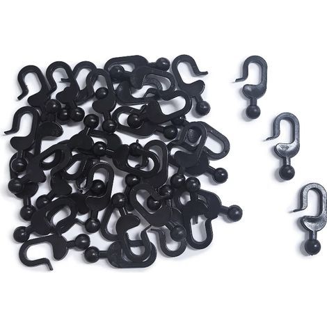 36 Pièces Crochets Rideaux Pergola, Noir Plastique Antirouille à Glissement Fluide, Crochets Invisibles Rideaux pour Moustiquaire, Modern Shade