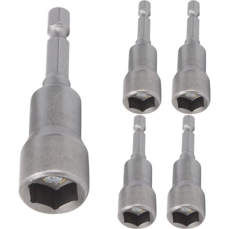 Lot de 5 embouts de tournevis magnétiques puissants en acier chrome vanadium à douille hexagonale de 12 mm pour perceuse électrique (1/5)