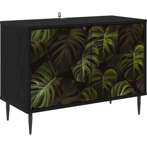 Mueble de TV ELBURG 69 x 33 x 50,5 cm Roble Negro vidaXL (1/5)