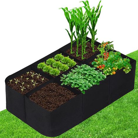 Bac de culture surélevé en tissu aéré pour jardin, planche pour herbes, fleurs et légumes du potager, Composition : 120 × 60 × 30 cm, Couleur : noir (1/5)