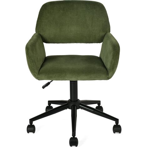 Meuble Cosy Fauteuil de Bureau Chaise de Coiffeuse Ergonomique Siège Pivotant Hauteur Réglable avec Accoudoir en Velours Côtelé Capacité 120 kg pour Enfant Adulte Vert (1/5)