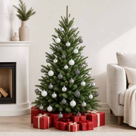 Palline di Natale per albero in plastica, decorazioni bianco e grigio, set da 100 pezzi - PANGIVO (1/5)
