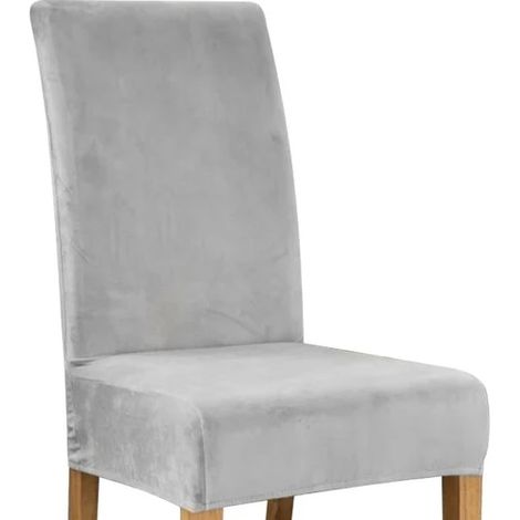 Lot de 2 housses de chaise en velours gris [GKS] (1/5)
