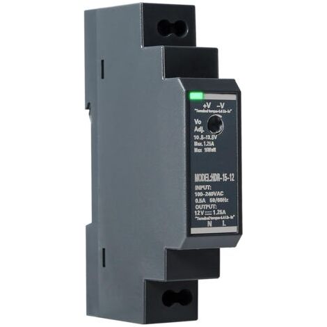 DIN rail power supply, AC/DC, HDR 15 W 12 V 1.25 A, switching power supply, input AC 100 V to DC 12 V--DTEKGAZ