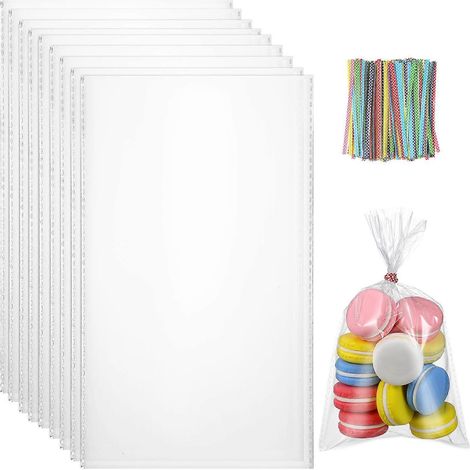 300 sachets transparents pour bonbons, biscuits et autres friandises, avec fermeture à nouer (1/2)