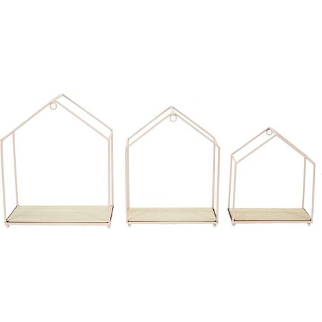 Ensemble de 3 étagères Maison rose (1/5)