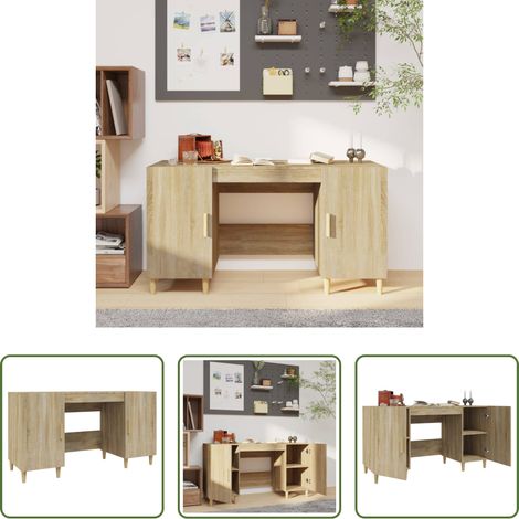 Bureau en bois - Bureau Chêne sonoma 140x50x75 cm Bois d'ingénierie (1/5)