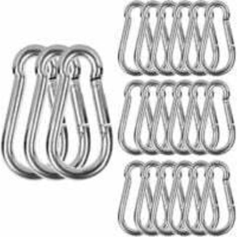 M6-Karabiner aus Edelstahl, 20er-Packung, hochbelastbar, Tragkraft 120 kg, drehbarer Haken aus Edelstahl 304, 60 mm x 6 mm (1/4)