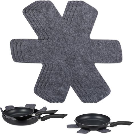 Separador de sartenes, juego de 6 protectores de sartenes, 38 x 30 cm, accesorio para apilar sartenes, gris (1/4)