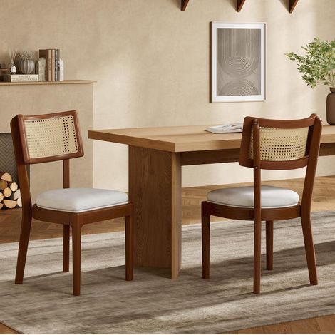 Set di 4 sedie da sala da pranzo in ecopelle marrone con cuscino imbottito e gambe in metallo (1/5)